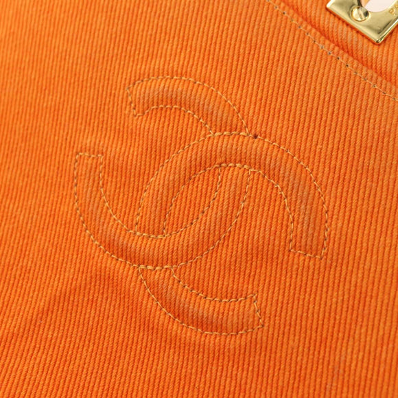CHANEL Matelasse 25 Chain Shoulder Bag Corduroy Orange Gold CC Auth 179800V