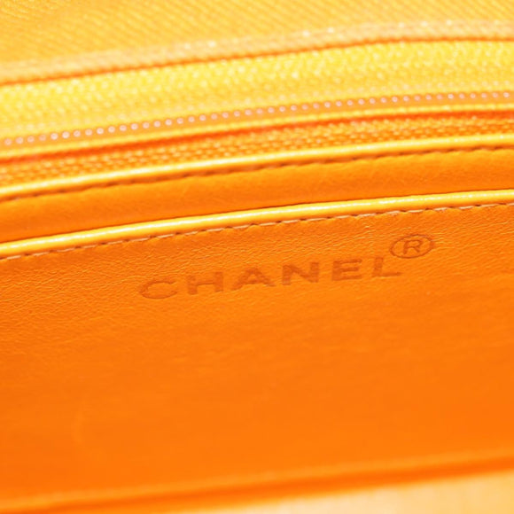 CHANEL Matelasse 25 Chain Shoulder Bag Corduroy Orange Gold CC Auth 179800V