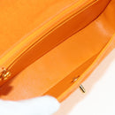 CHANEL Matelasse 25 Chain Shoulder Bag Corduroy Orange Gold CC Auth 179800V-9