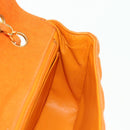 CHANEL Matelasse 25 Chain Shoulder Bag Corduroy Orange Gold CC Auth 179800V-25