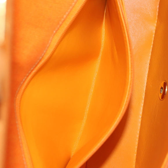 CHANEL Matelasse 25 Chain Shoulder Bag Corduroy Orange Gold CC Auth 179800V