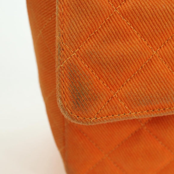 CHANEL Matelasse 25 Chain Shoulder Bag Corduroy Orange Gold CC Auth 179800V