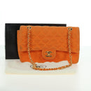 CHANEL Matelasse 25 Chain Shoulder Bag Corduroy Orange Gold CC Auth 179800V-12
