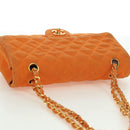 CHANEL Matelasse 25 Chain Shoulder Bag Corduroy Orange Gold CC Auth 179800V-14