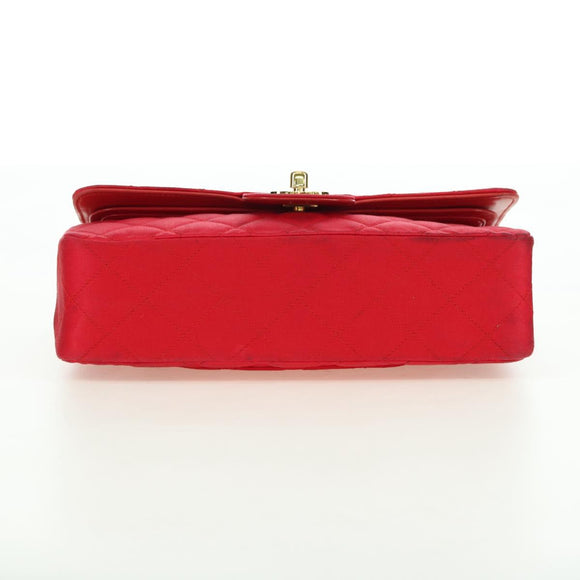 CHANEL Matelasse 23 Chain Shoulder Bag Satin Gold Red CC Auth 179801V