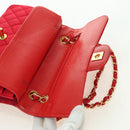 CHANEL Matelasse 23 Chain Shoulder Bag Satin Gold Red CC Auth 179801V-17