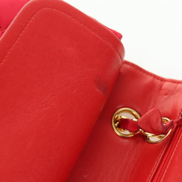 CHANEL Matelasse 23 Chain Shoulder Bag Satin Gold Red CC Auth 179801V