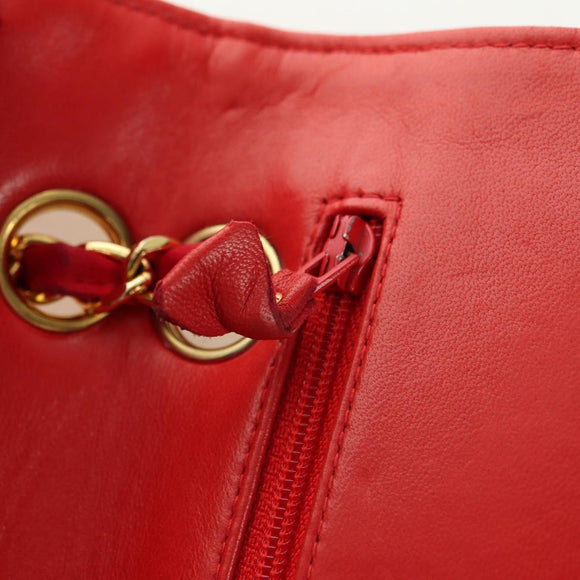 CHANEL Matelasse 23 Chain Shoulder Bag Satin Gold Red CC Auth 179801V