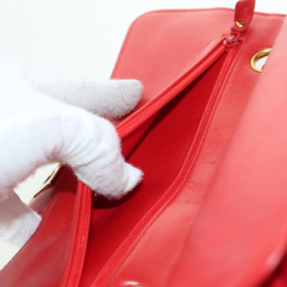 CHANEL Matelasse 23 Chain Shoulder Bag Satin Gold Red CC Auth 179801V