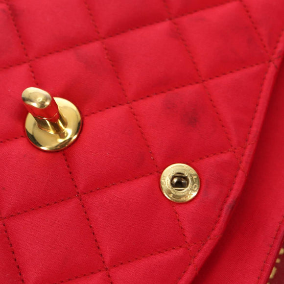 CHANEL Matelasse 23 Chain Shoulder Bag Satin Gold Red CC Auth 179801V