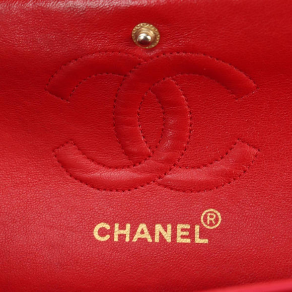 CHANEL Matelasse 23 Chain Shoulder Bag Satin Gold Red CC Auth 179801V