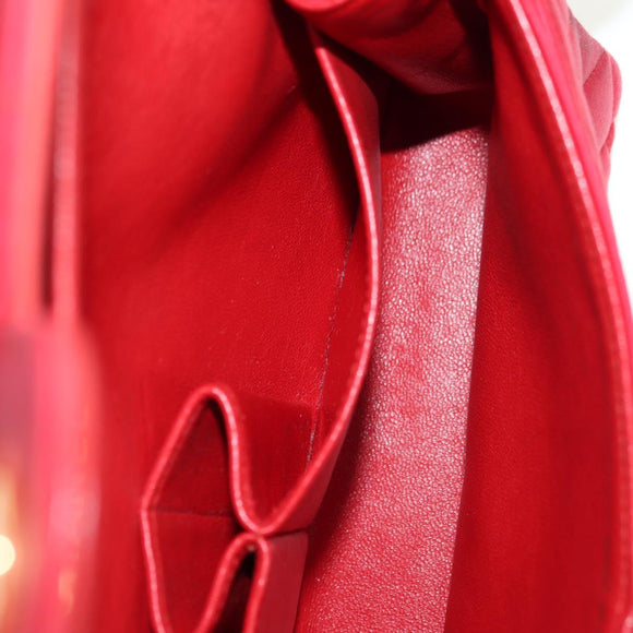 CHANEL Matelasse 23 Chain Shoulder Bag Satin Gold Red CC Auth 179801V