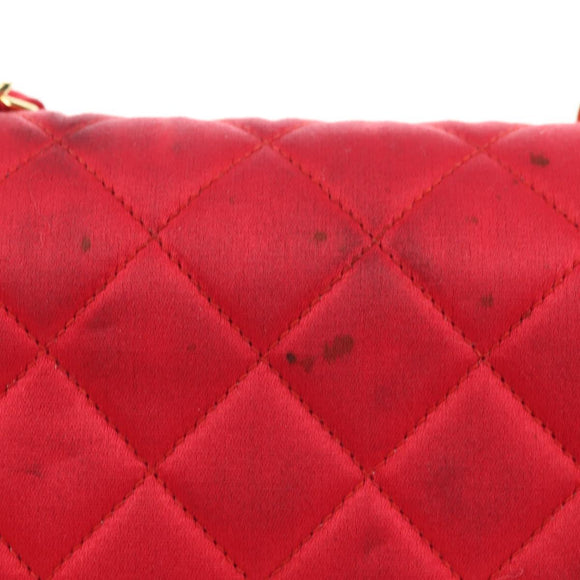 CHANEL Matelasse 23 Chain Shoulder Bag Satin Gold Red CC Auth 179801V