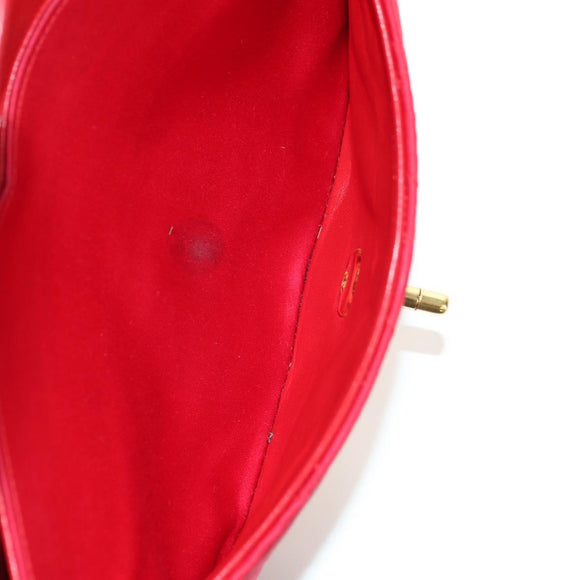 CHANEL Matelasse 23 Chain Shoulder Bag Satin Gold Red CC Auth 179801V