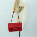 CHANEL Matelasse 23 Chain Shoulder Bag Satin Gold Red CC Auth 179801V-33