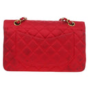 CHANEL Matelasse 23 Chain Shoulder Bag Satin Gold Red CC Auth 179801V-4