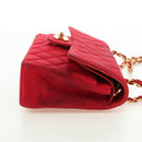 CHANEL Matelasse 23 Chain Shoulder Bag Satin Gold Red CC Auth 179801V-6