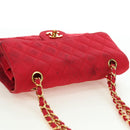 CHANEL Matelasse 23 Chain Shoulder Bag Satin Gold Red CC Auth 179801V-7