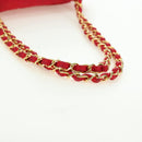 CHANEL Matelasse 23 Chain Shoulder Bag Satin Gold Red CC Auth 179801V-8