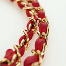 CHANEL Matelasse 23 Chain Shoulder Bag Satin Gold Red CC Auth 179801V-9