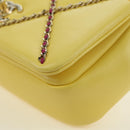 CHANEL Matelasse Chain Shoulder Bag Lamb Skin Yellow Gold CC Auth 179803SAV-15