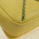 CHANEL Matelasse Chain Shoulder Bag Lamb Skin Yellow Gold CC Auth 179803SAV-16