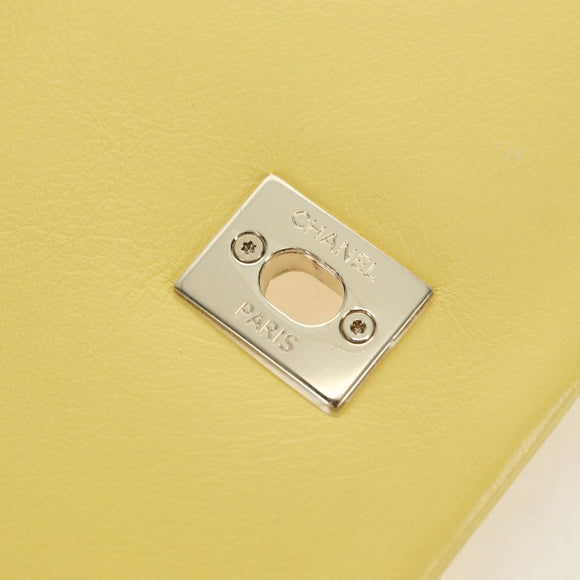 CHANEL Matelasse Chain Shoulder Bag Lamb Skin Yellow Gold CC Auth 179803SAV