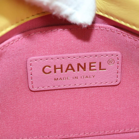 CHANEL Matelasse Chain Shoulder Bag Lamb Skin Yellow Gold CC Auth 179803SAV