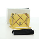 CHANEL Matelasse Chain Shoulder Bag Lamb Skin Yellow Gold CC Auth 179803SAV-12