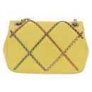 CHANEL Matelasse Chain Shoulder Bag Lamb Skin Yellow Gold CC Auth 179803SAV-2