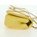 CHANEL Matelasse Chain Shoulder Bag Lamb Skin Yellow Gold CC Auth 179803SAV-4