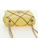 CHANEL Matelasse Chain Shoulder Bag Lamb Skin Yellow Gold CC Auth 179803SAV-6