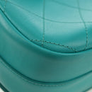 CHANEL Matelasse Chain Bag Lamb Skin 2way Silver Emerald Green CC Auth 179804SAV-19