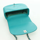 CHANEL Matelasse Chain Bag Lamb Skin 2way Silver Emerald Green CC Auth 179804SAV-22
