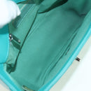 CHANEL Matelasse Chain Bag Lamb Skin 2way Silver Emerald Green CC Auth 179804SAV-9