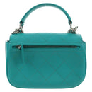 CHANEL Matelasse Chain Bag Lamb Skin 2way Silver Emerald Green CC Auth 179804SAV-2