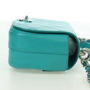 CHANEL Matelasse Chain Bag Lamb Skin 2way Silver Emerald Green CC Auth 179804SAV-4