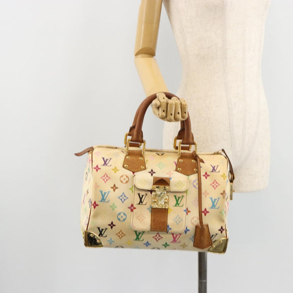 LOUIS VUITTON Monogram Multicolor Speedy 30 Bag White M92643 LV Auth 179817
