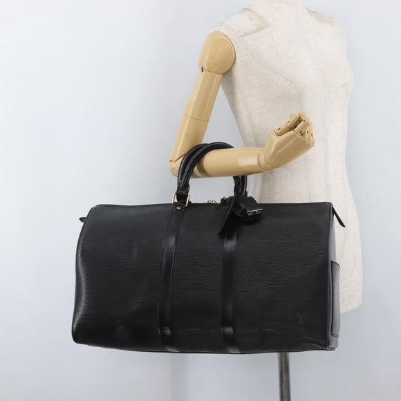 LOUIS VUITTON Epi Keepall 45 Boston Bag Black M42972 LV Auth 179819A