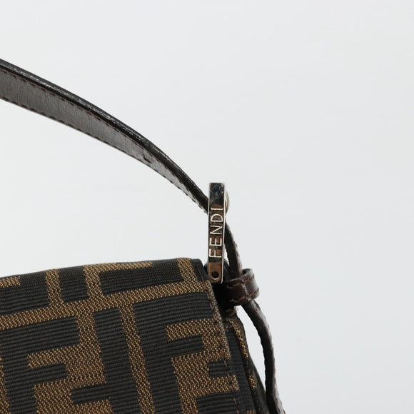 FENDI Zucca Canvas Mamma Baguette Shoulder Bag Black Brown Auth 179826SAV