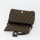 FENDI Zucca Canvas Mamma Baguette Shoulder Bag Black Brown Auth 179826SAV-16