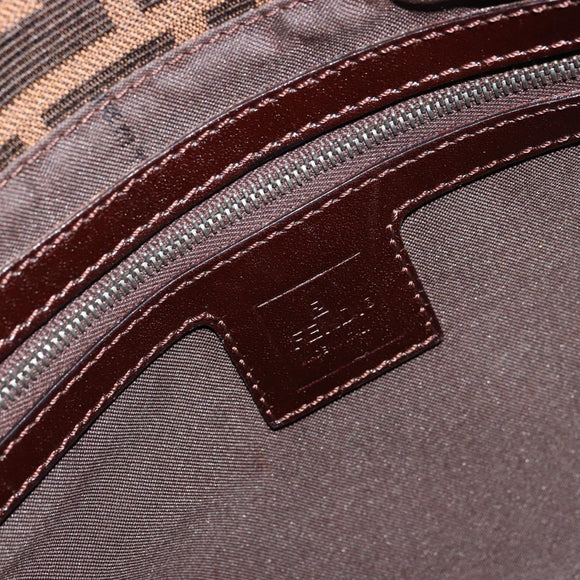 FENDI Zucca Canvas Mamma Baguette Shoulder Bag Black Brown Auth 179826SAV
