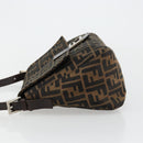 FENDI Zucca Canvas Mamma Baguette Shoulder Bag Black Brown Auth 179826SAV-5