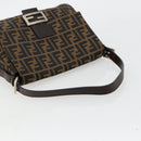 FENDI Zucca Canvas Mamma Baguette Shoulder Bag Black Brown Auth 179826SAV-7