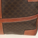 CELINE Macadam Canvas Boston Bag PVC Leather Brown Gold Auth 179832-6