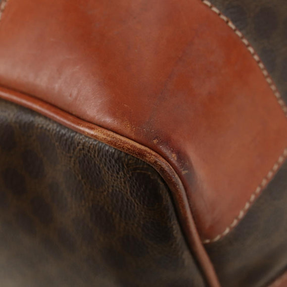 CELINE Macadam Canvas Boston Bag PVC Leather Brown Gold Auth 179832