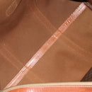 CELINE Macadam Canvas Boston Bag PVC Leather Brown Gold Auth 179832-9