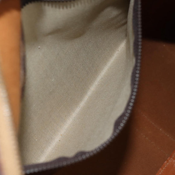 CELINE Macadam Canvas Boston Bag PVC Leather Brown Gold Auth 179832