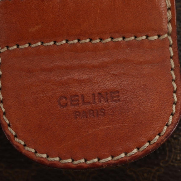 CELINE Macadam Canvas Boston Bag PVC Leather Brown Gold Auth 179832