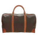 CELINE Macadam Canvas Boston Bag PVC Leather Brown Gold Auth 179832-2